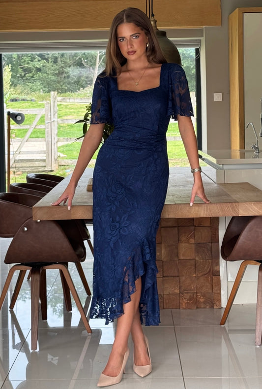 Heidi Dress In Navy Lace