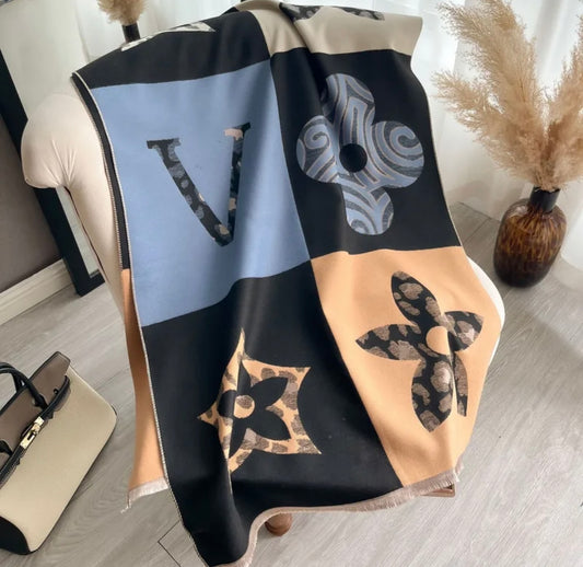 REVERSIBLE Black/Blue & Black/Orange Colourway Scarf