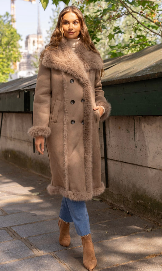 Sadie Faux Fur Shearling Double Faced Coat