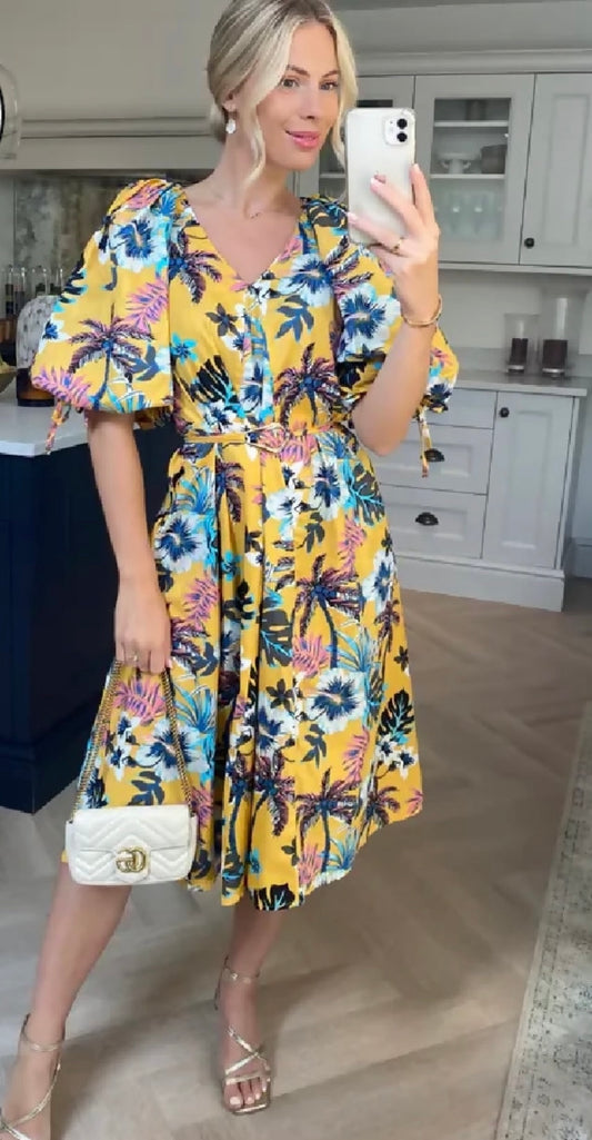 Yellow Havana Midi Dress (sizes 10-14 or 16-20)