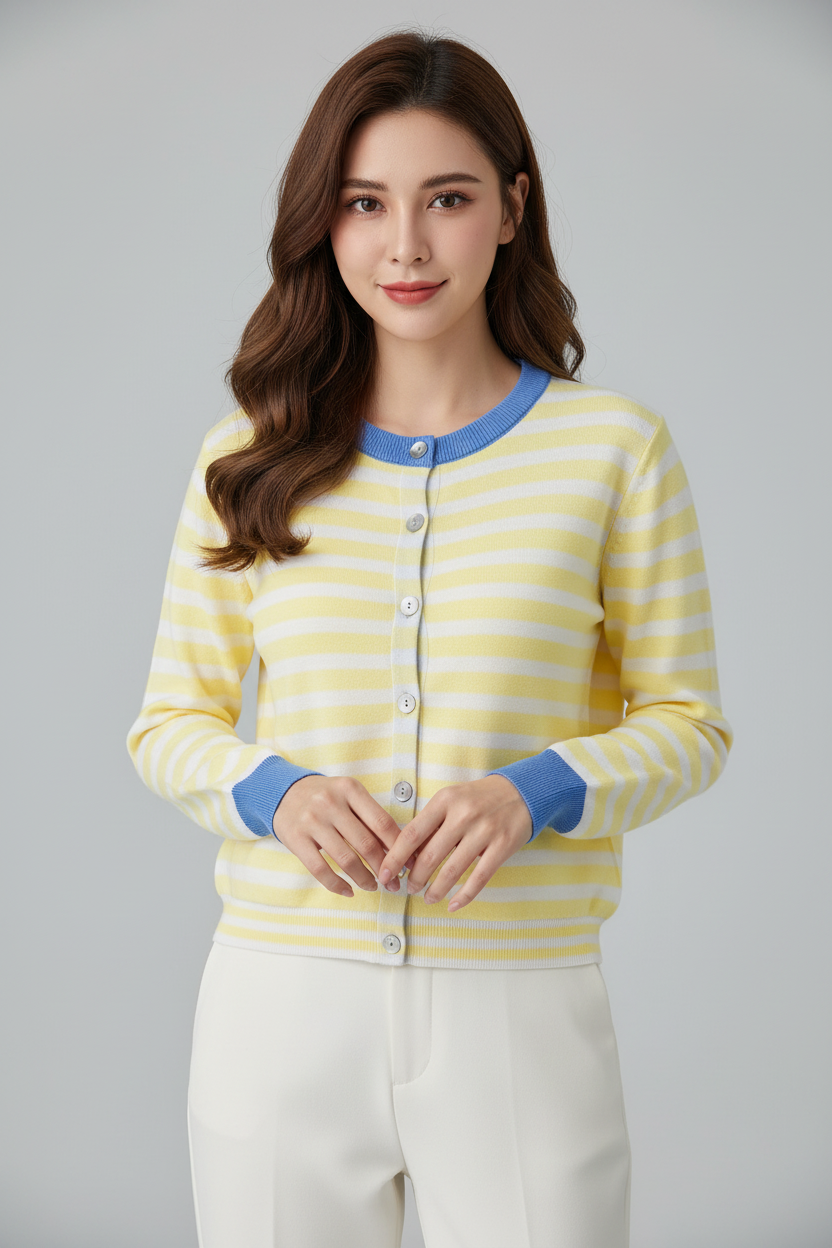 Eva Lemon Striped Cardigan