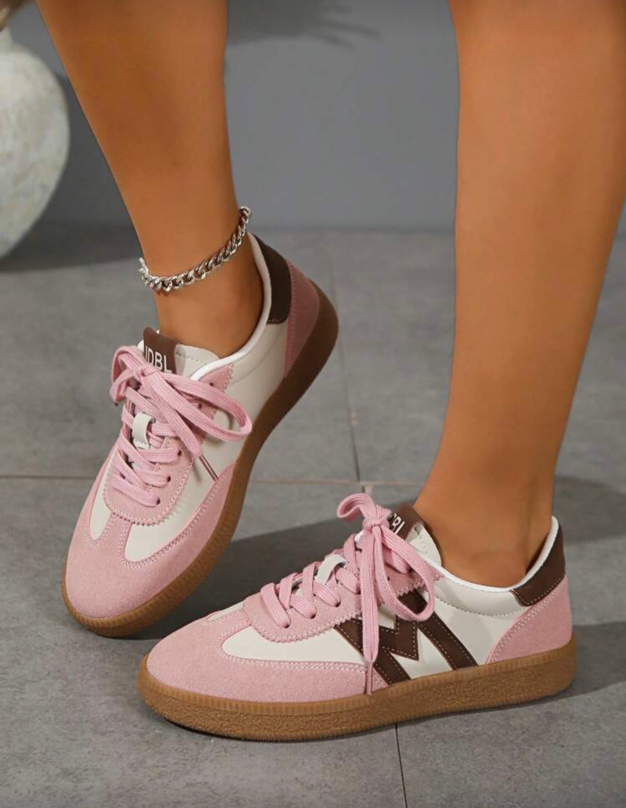 Kelsie Pink Monogram Trainers