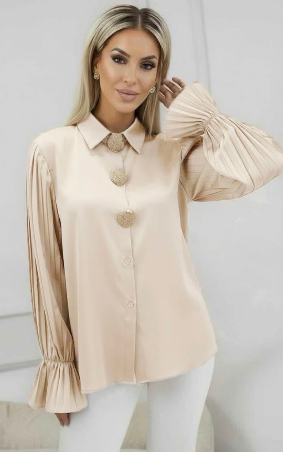 Melani Satin Champagne Blouse