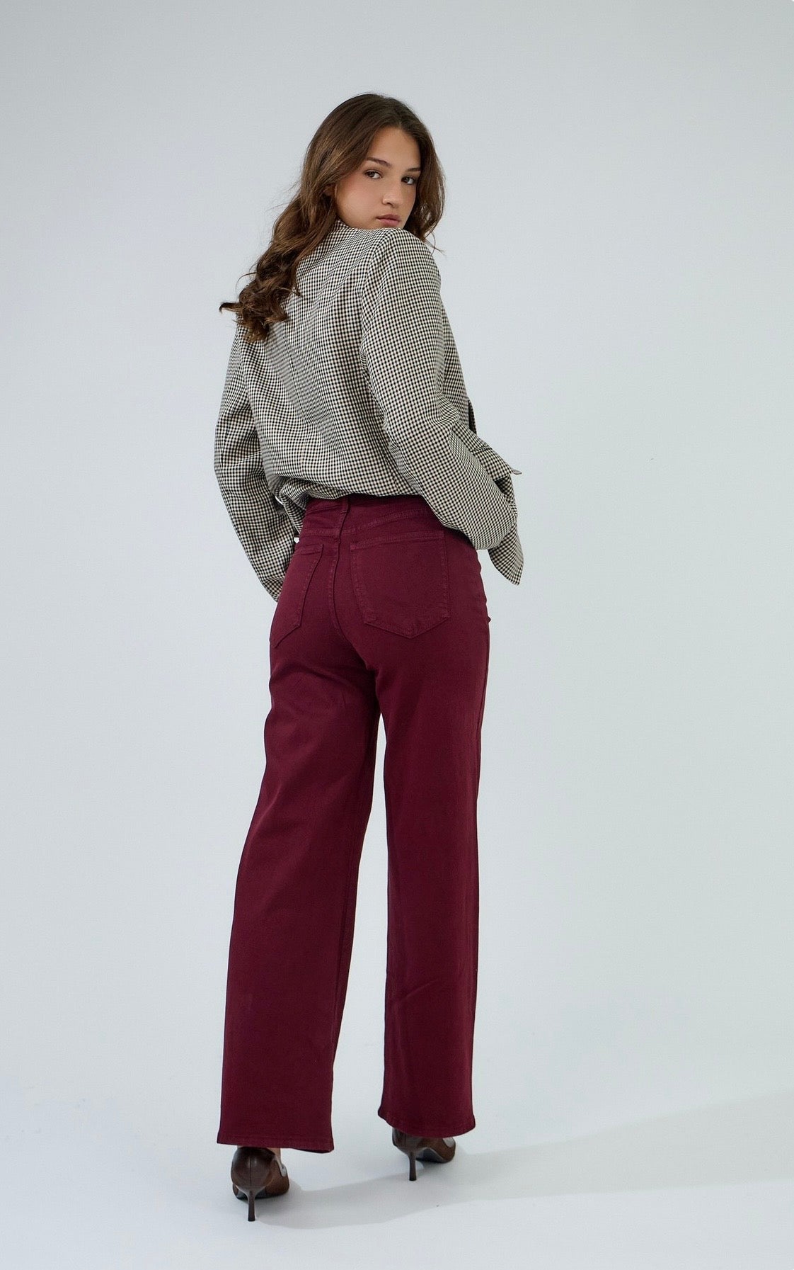 Rocco Burgundy Wide Leg Jeans