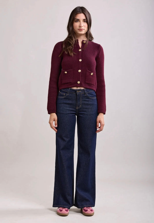 Toxik Dark Denim Wide Leg Pocket Detail Jeans