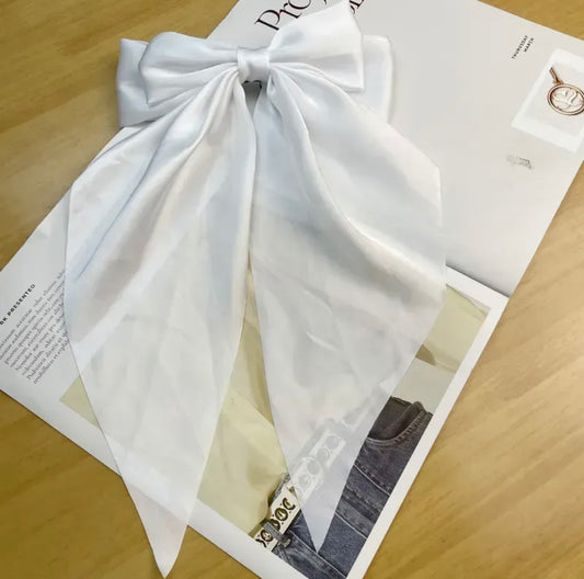 Ivory White Satin Occasion Bow