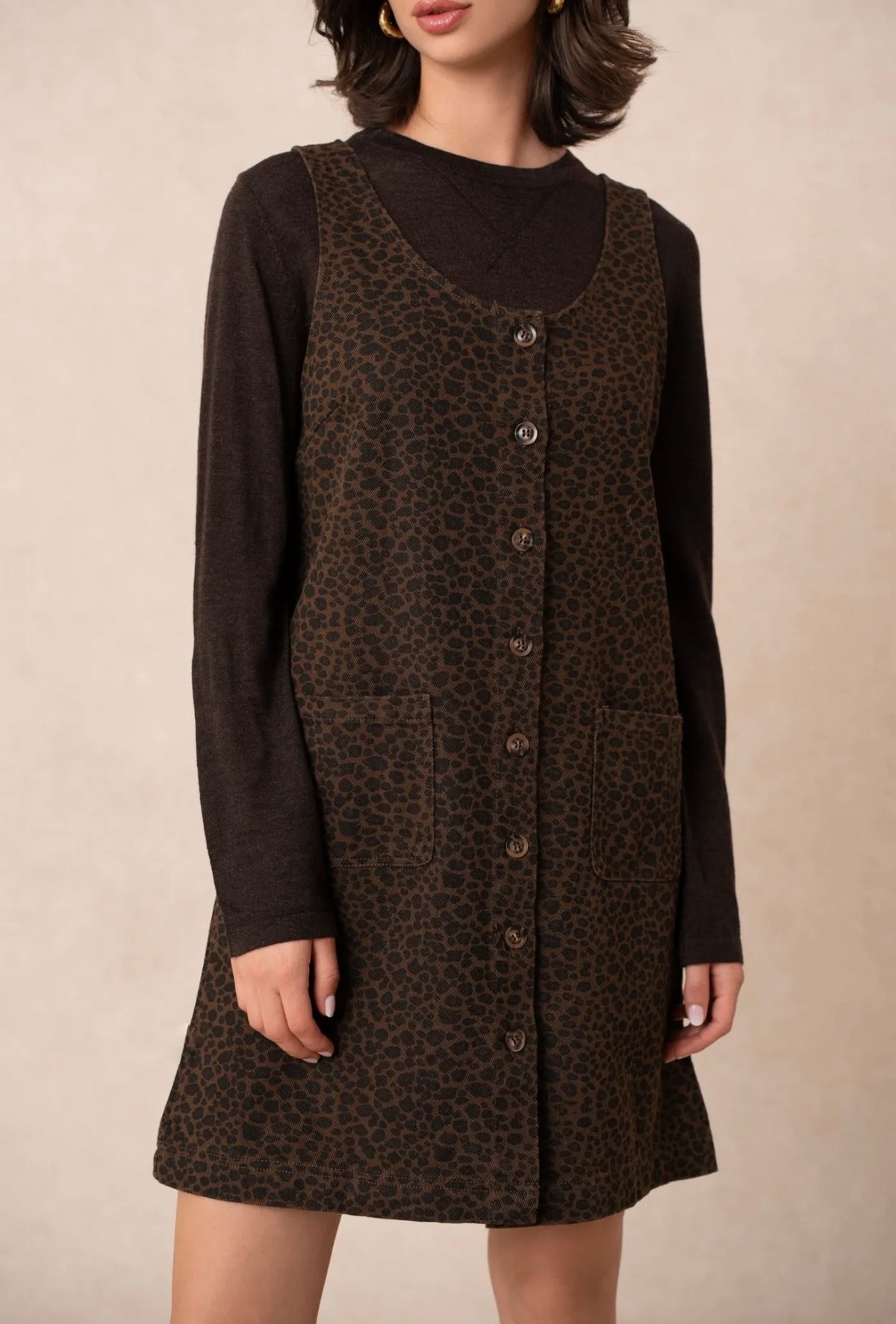 Leopard Print Denim Dress