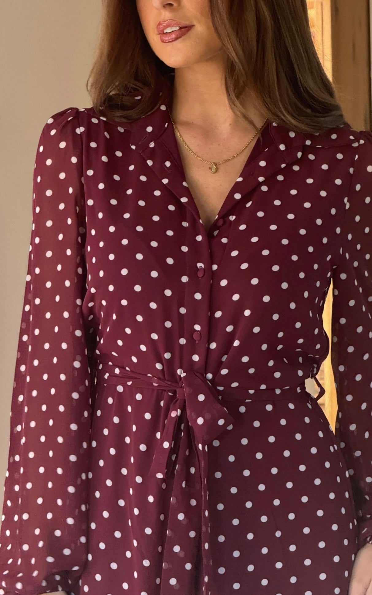 Kaya Berry Spot Print Midi Shirt Dress