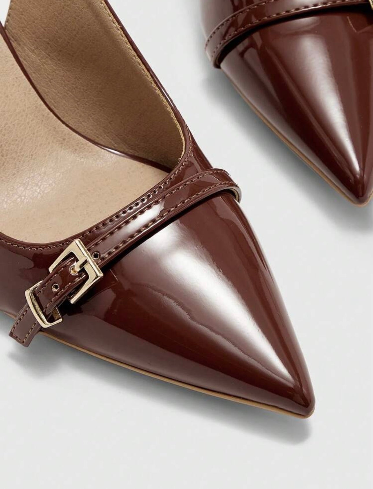Chocolate Brown Patent Slingback Heels