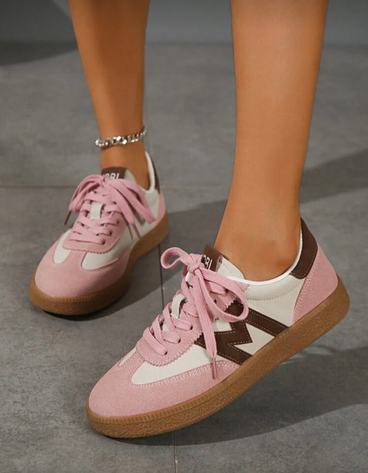 Kelsie Pink Monogram Trainers