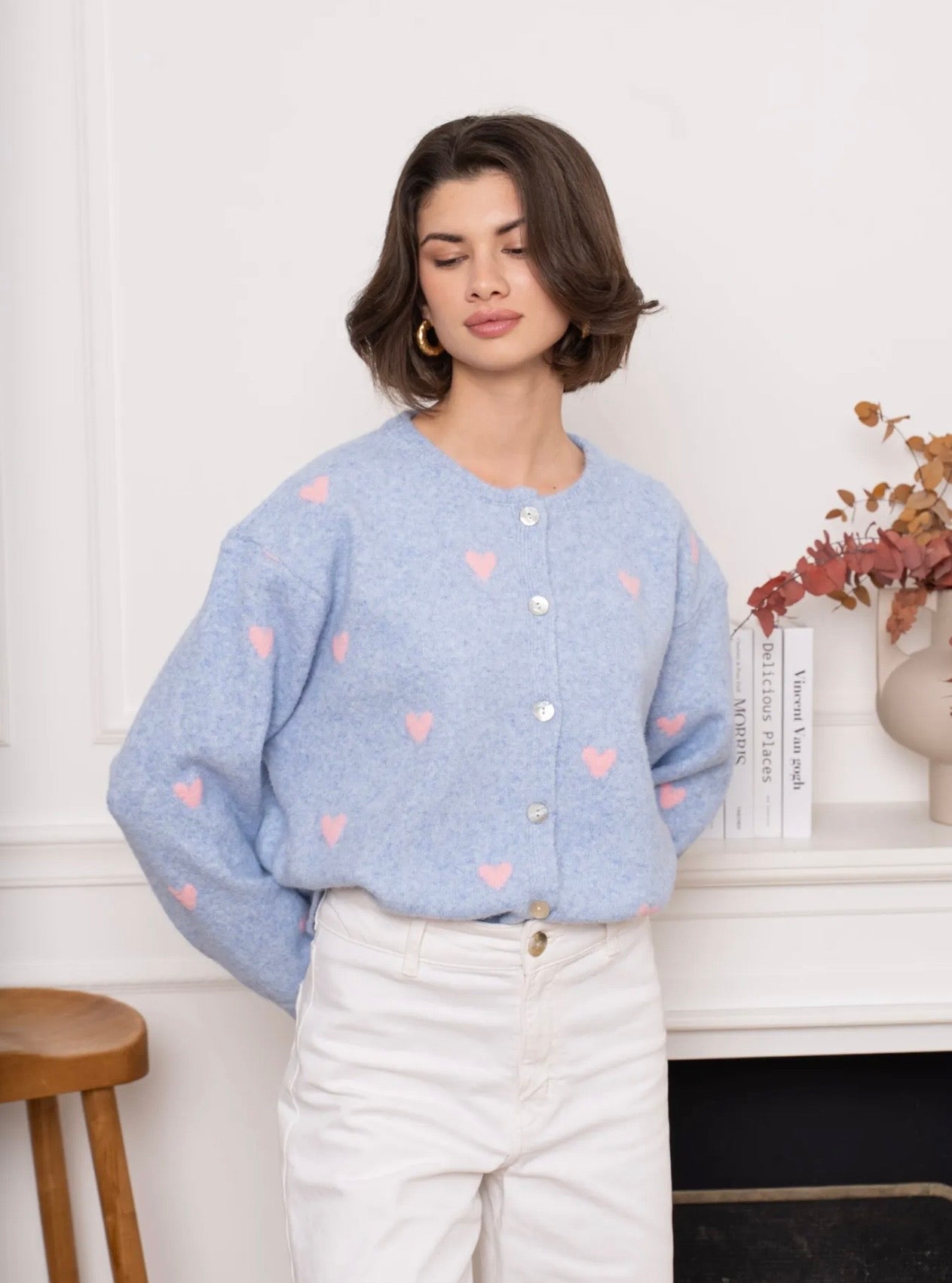 Emily Blue Heart Cardigan