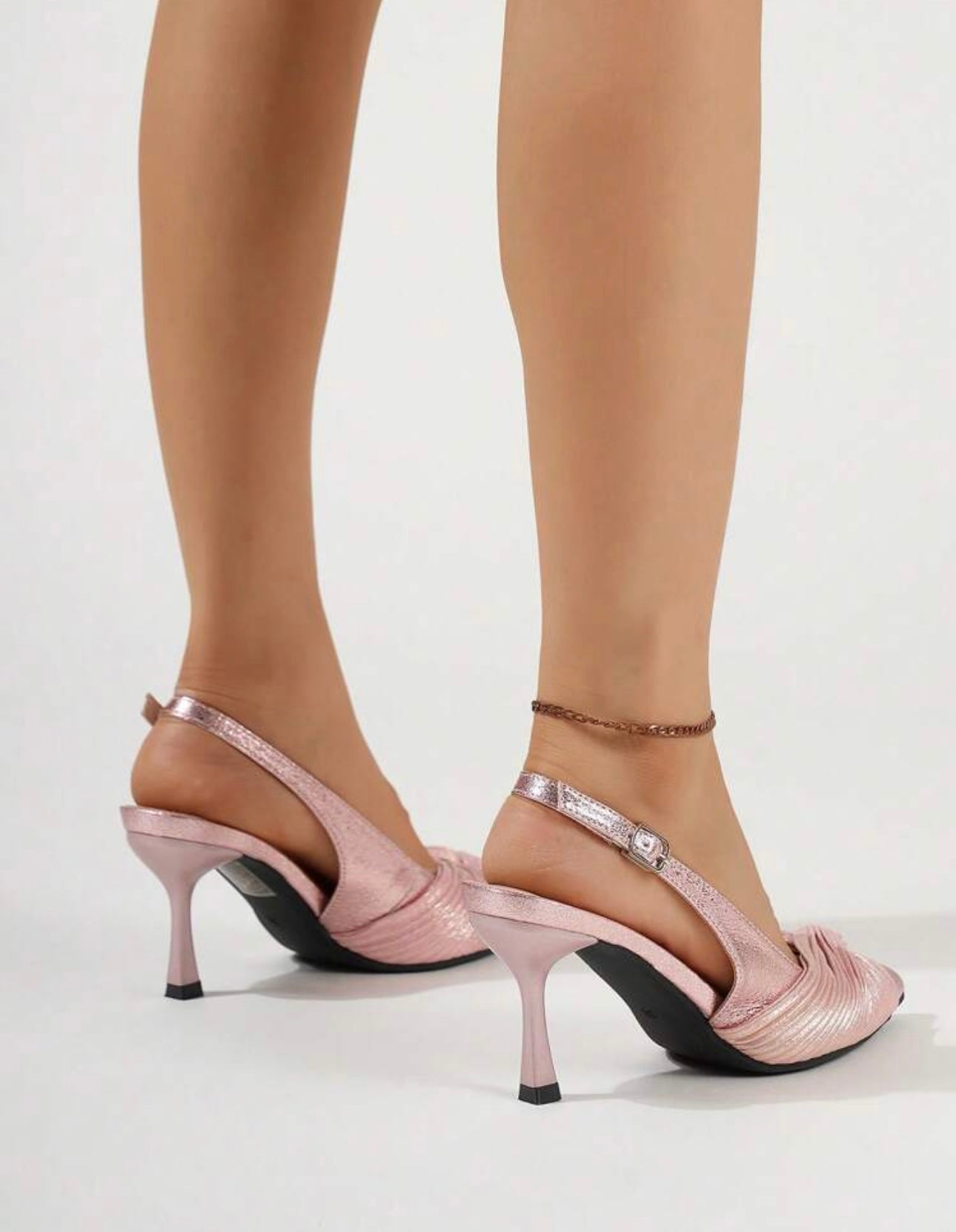 Primrose Metallic Pink Slingback Heels