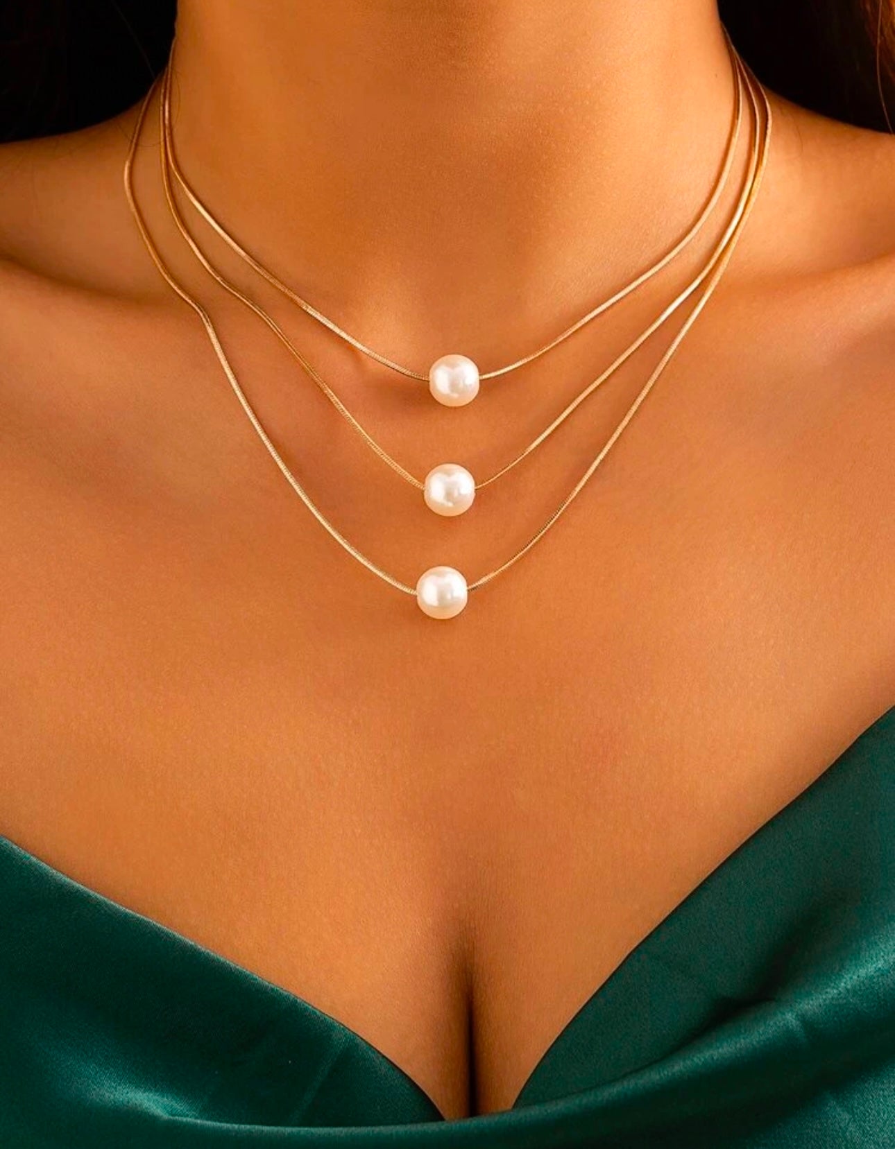 Pearl Gold 3 Tier Necklace