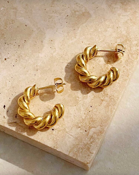 Gold Twist Hoops