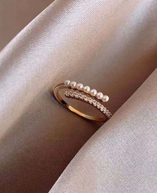 Pearl & Diamanté Dainty Ring