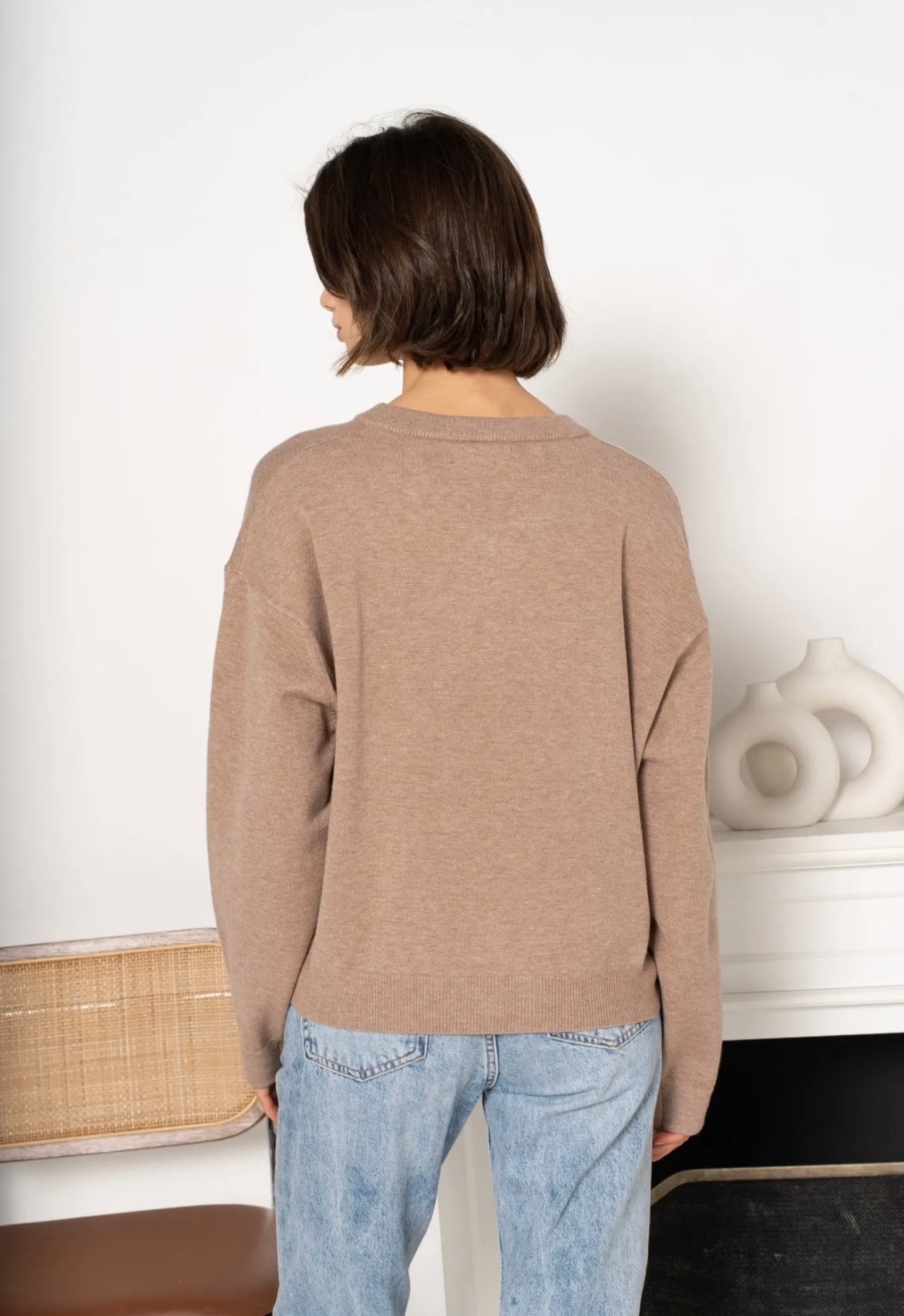 Natasha Taupe Heart Appliqué Detail Cardigan