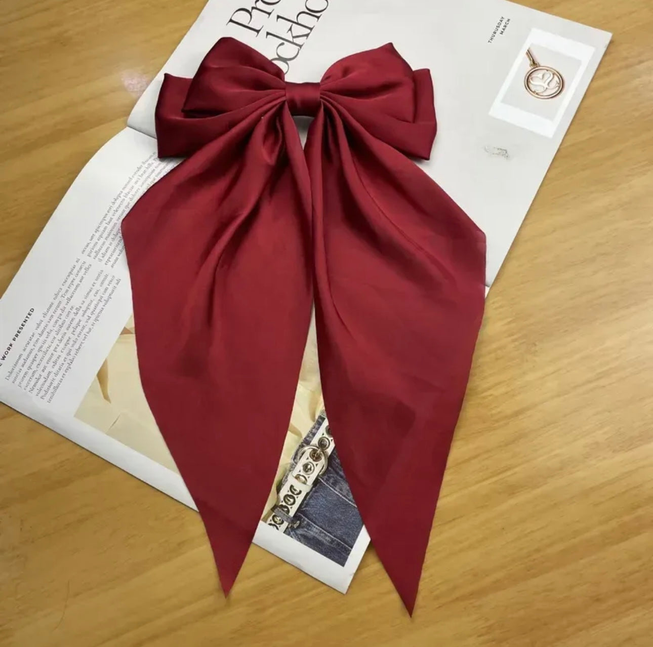 Dark Red Satin Occasion Bow