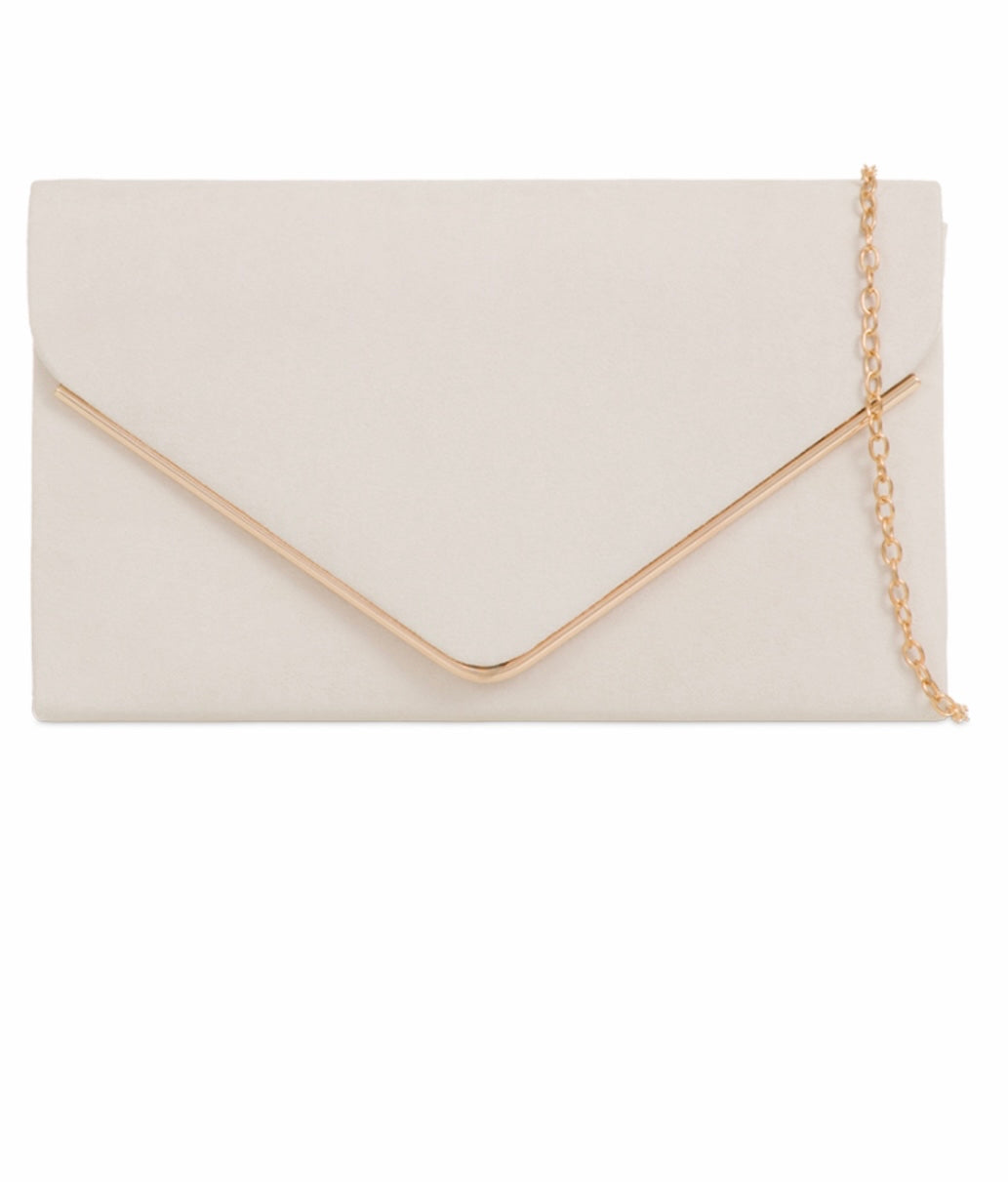 Ivory Velvet Clutch Bag