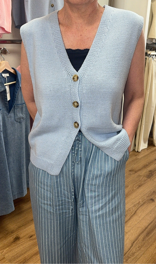 Blue Knitted Waistcoat
