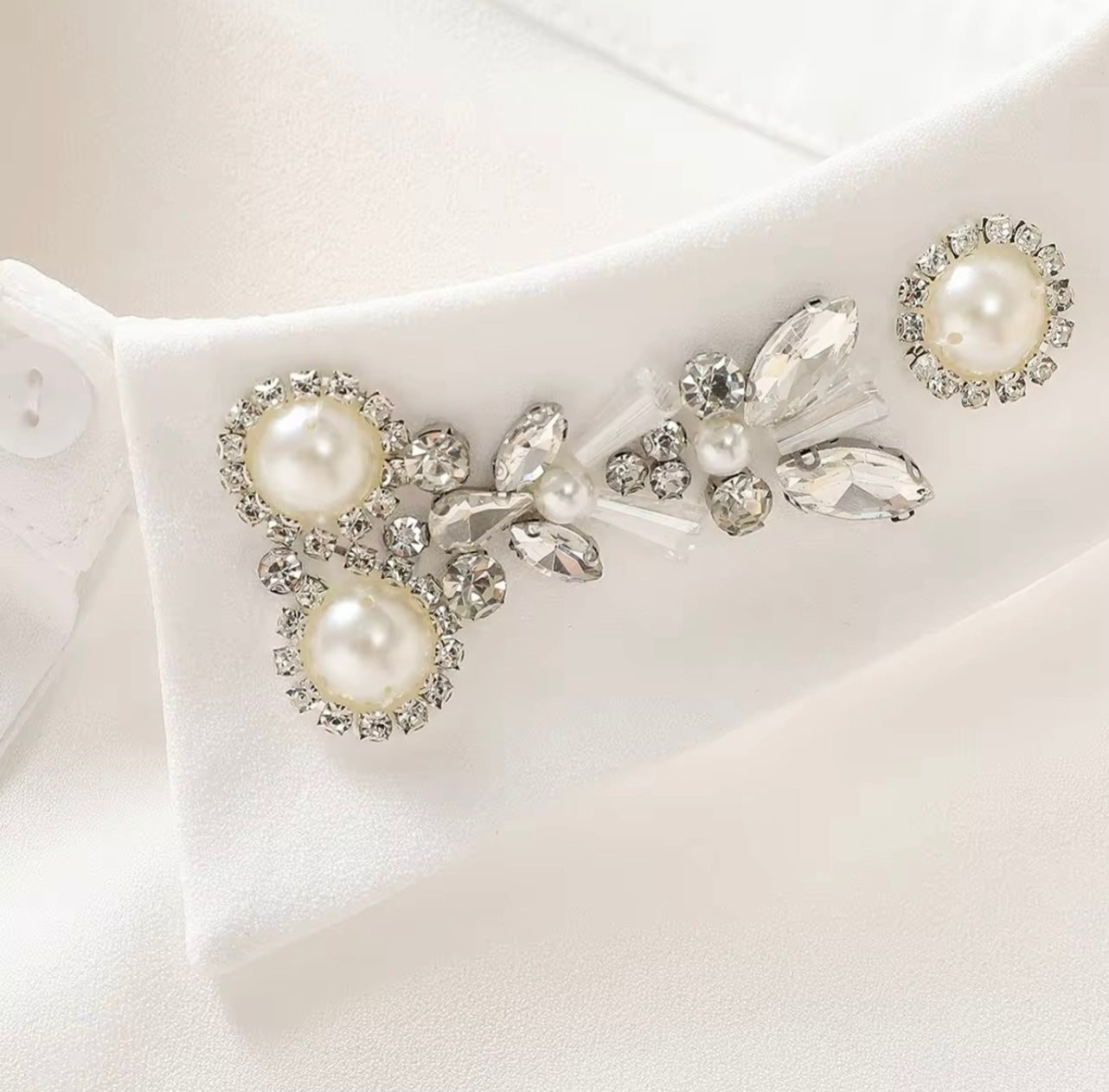 #8 White Pearl Embellished Collar