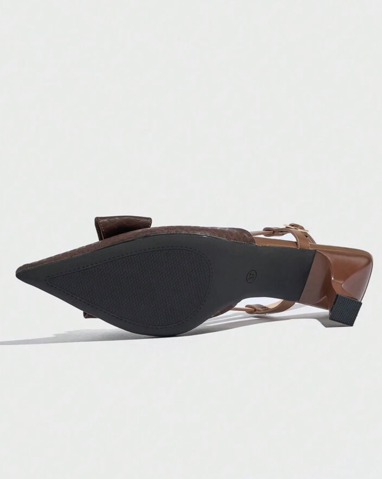 Brown Bow Detail Slingback Heels