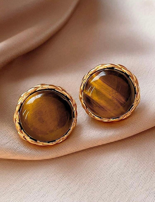 Large Gold & Brown Earrings