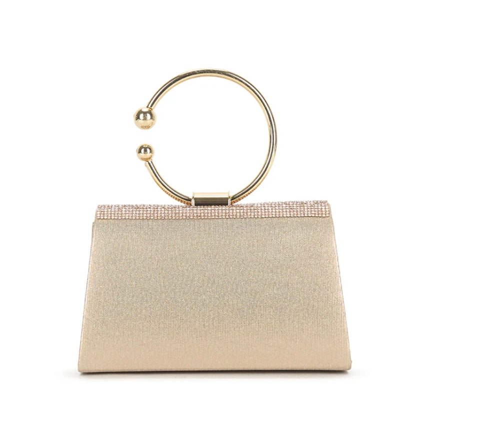 Rose Gold Diamante Circle Handbag