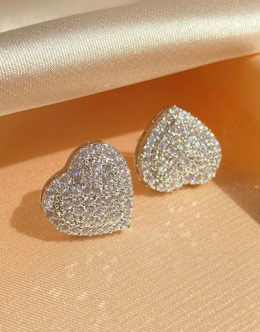Silver Diamanté Heart Earrings