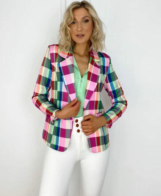 Fushia Mixed Print Blazer Jacket