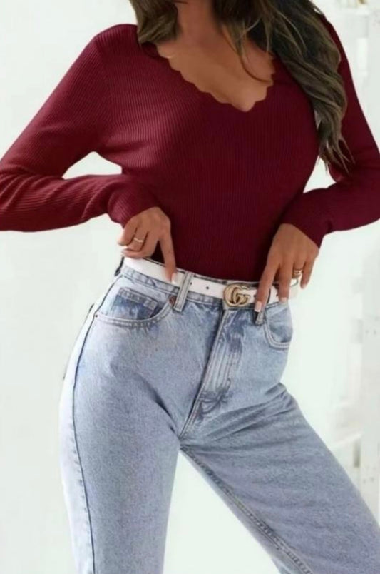 Burgundy Fine Knit Jumper