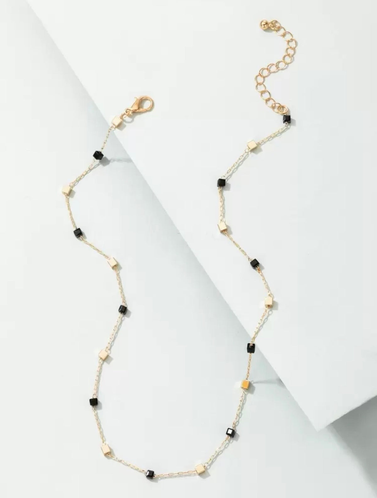 Black & Gold Square Detail Necklace
