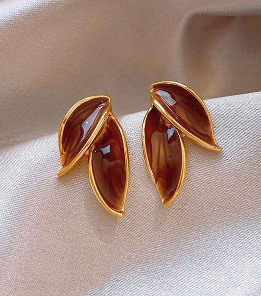 Brown Leaf Earrings