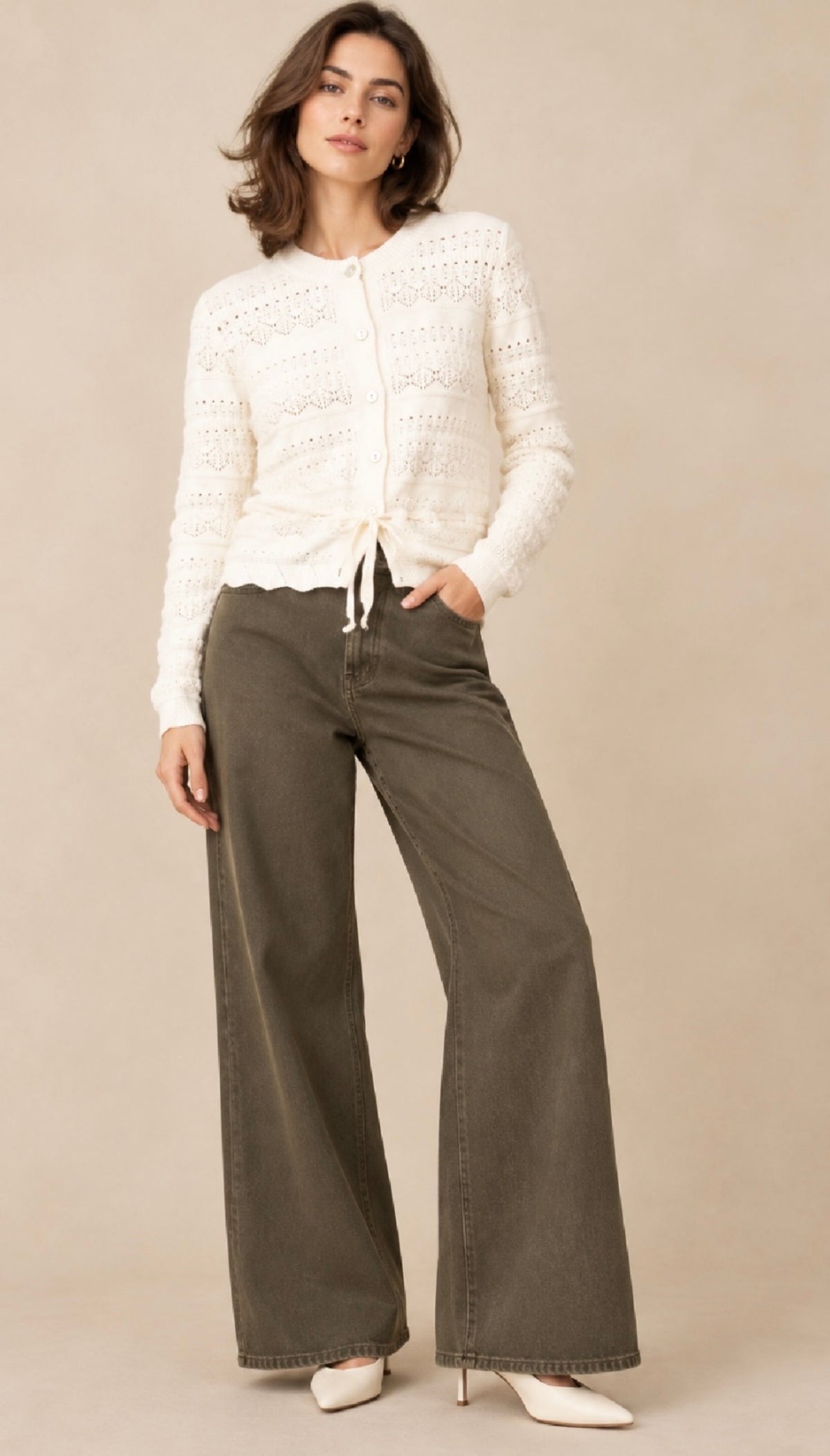 Cream Knitted Cardigan