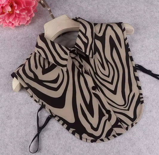 #29 Dark Zebra Print False Collar