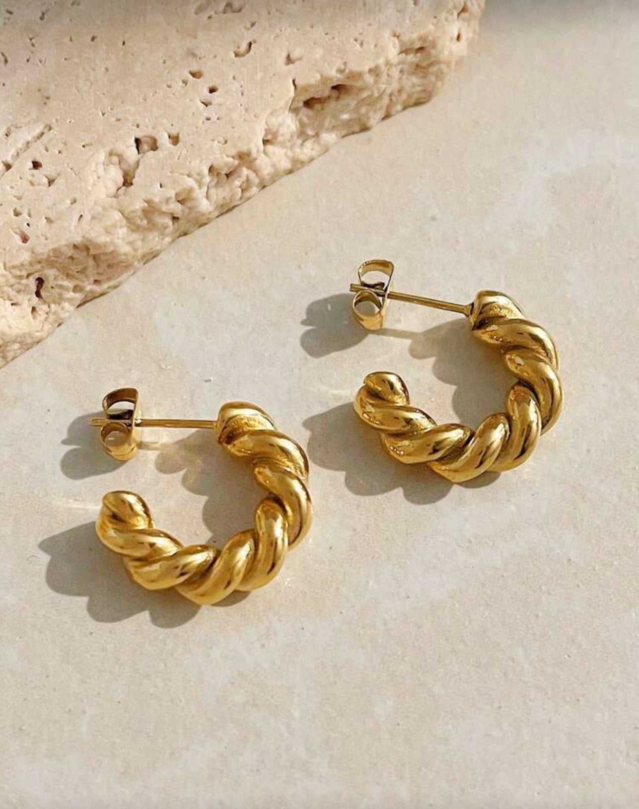 Gold Twist Hoops