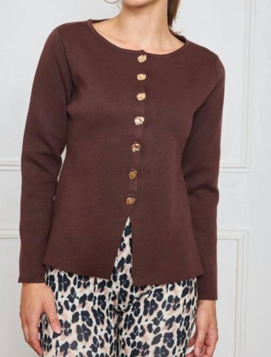 Brown Peplum Cardigan Top
