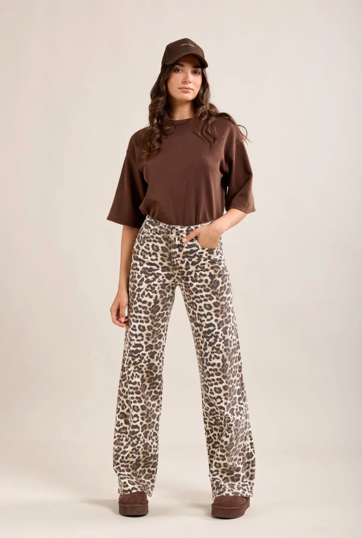 Toxik Leopard Print Wide Leg Jeans