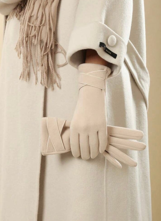 Cream Fleece Lined Gloves