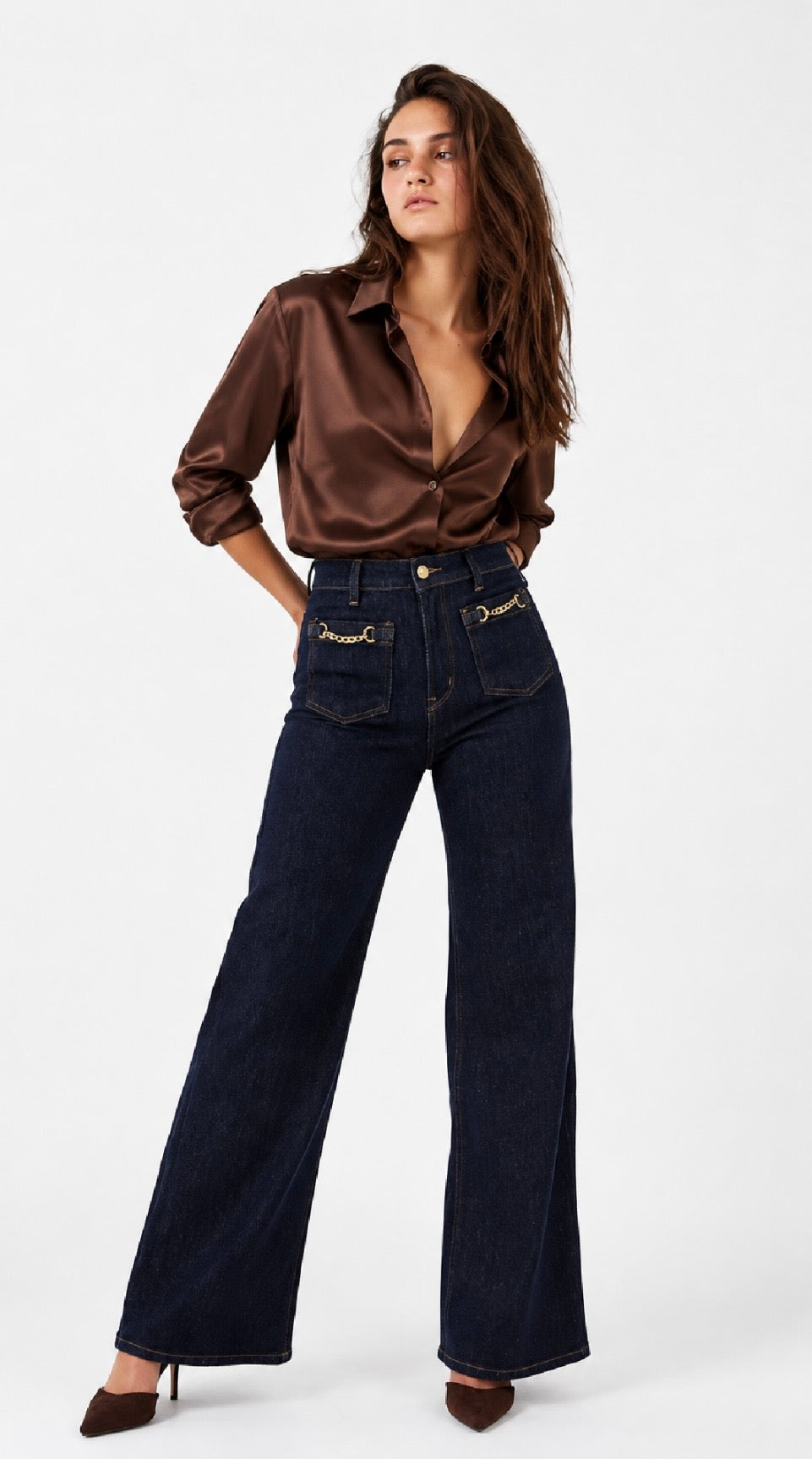 90s Vintage Revival Wide Leg Jeans Dark Denim