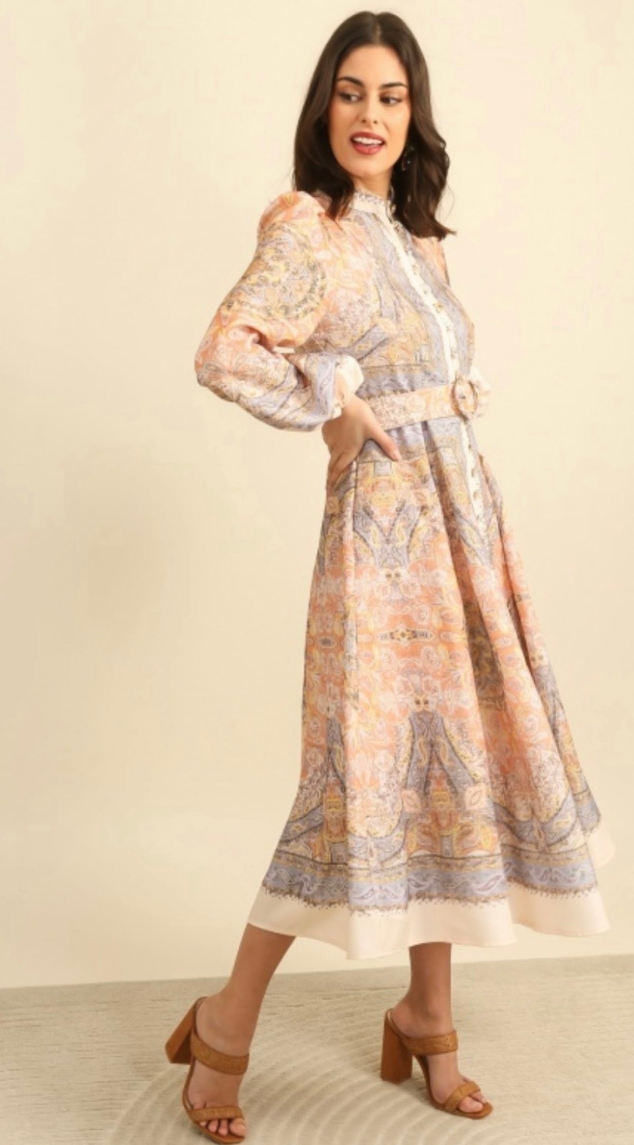 Charlotte Linen Occasion Dress With Jewel Button Appliqué (size 8)