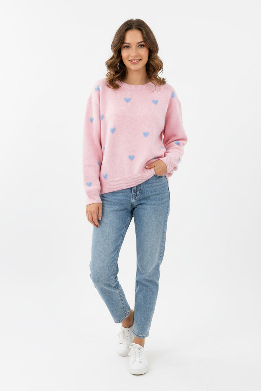 Cassie Pink Heart Jumper