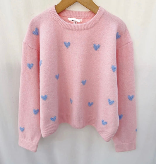 Cassie Pink Heart Jumper