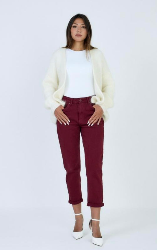 Burgundy Mom Jeans