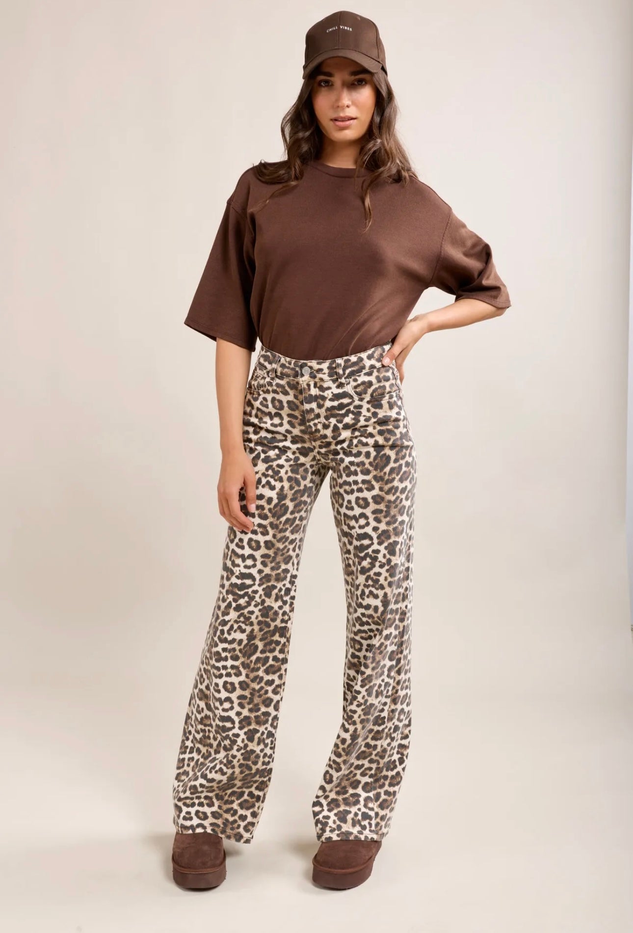 Toxik Leopard Print Wide Leg Jeans