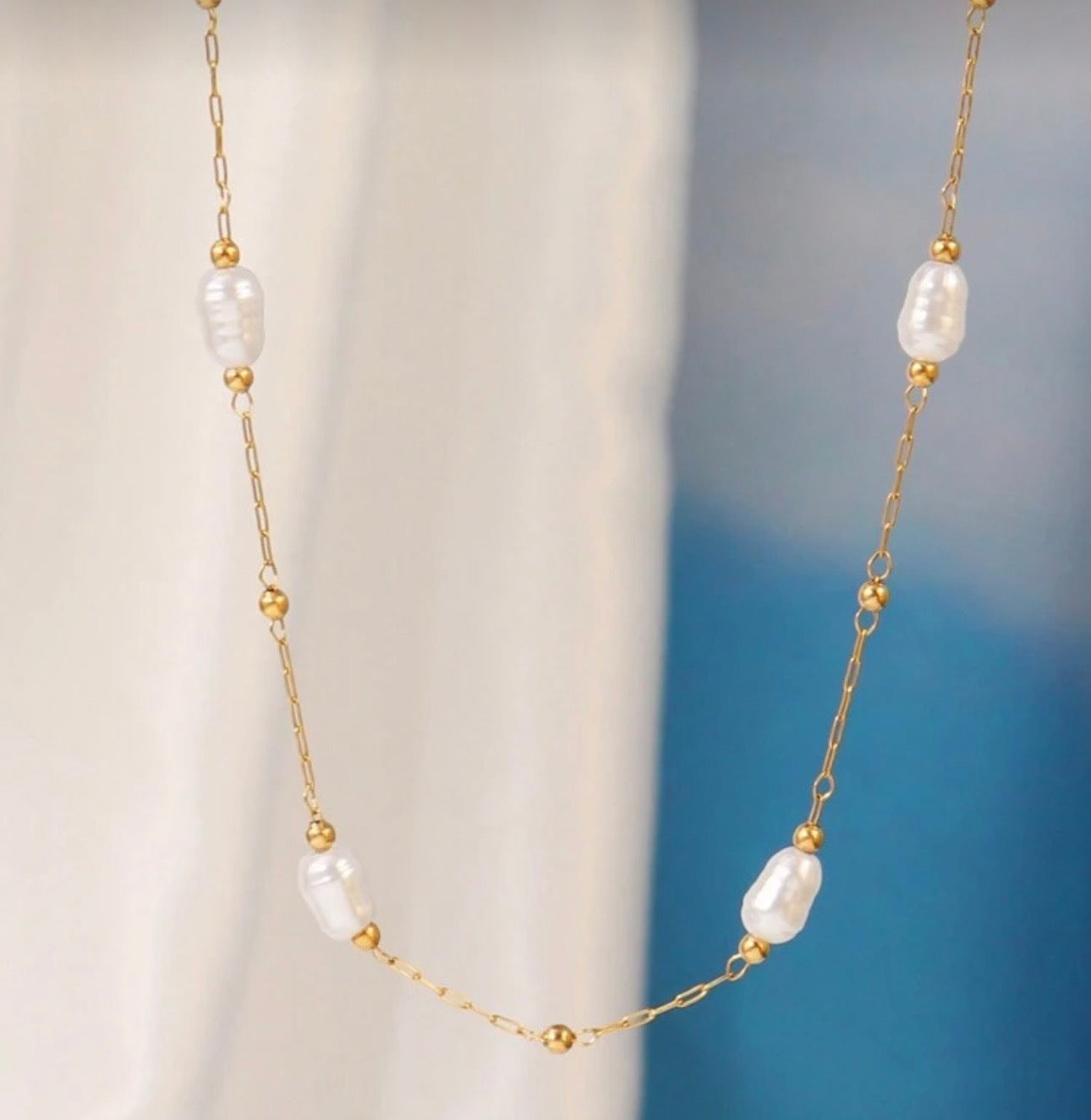 Pearl & Gold Beaded Necklace