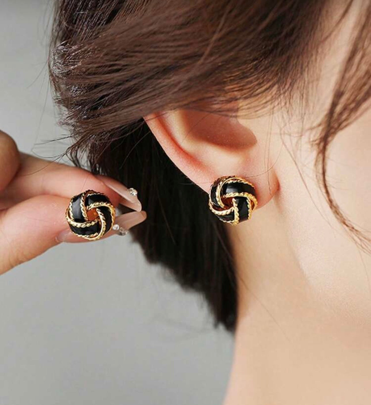 Black & Gold Swirl Earrings
