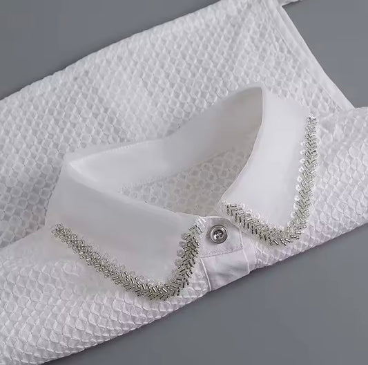 #32 Sequin Ribbed False Collar