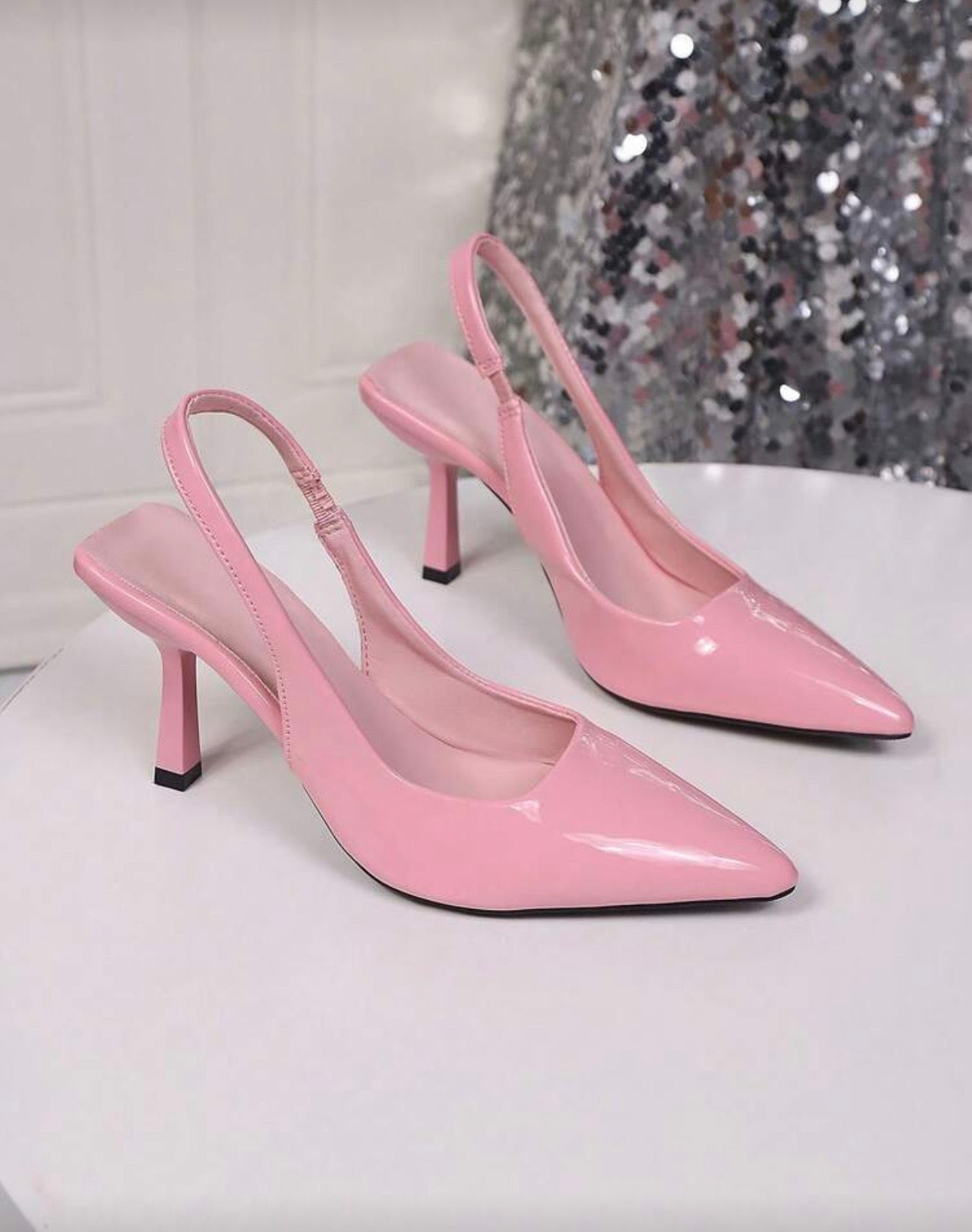 Pink Patent Slingback Heels