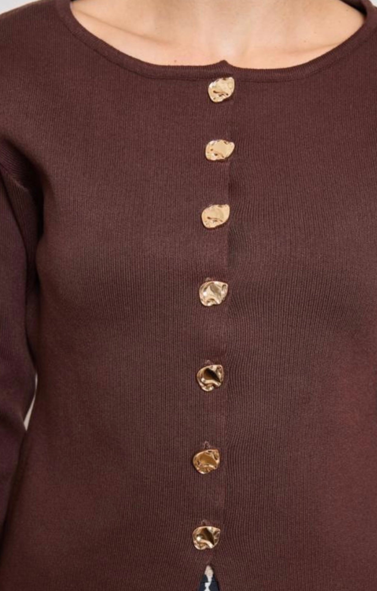 Brown Peplum Cardigan Top