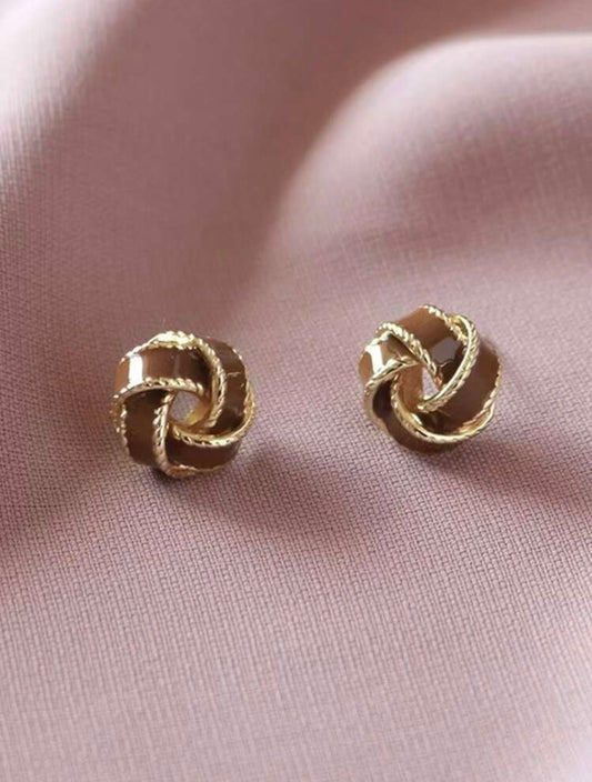 Brown & Gold Swirl Earrings
